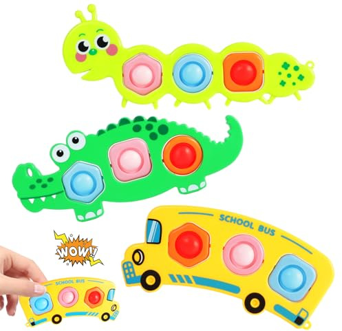Stocking Fillers Kids, 3 PCS Fidget Popper Sensory Toys for Toddler 1-3 Year Old, Travel Sensory Toy for Babies for 12+ Month Babies Toddlers 1 2 3 Year Old