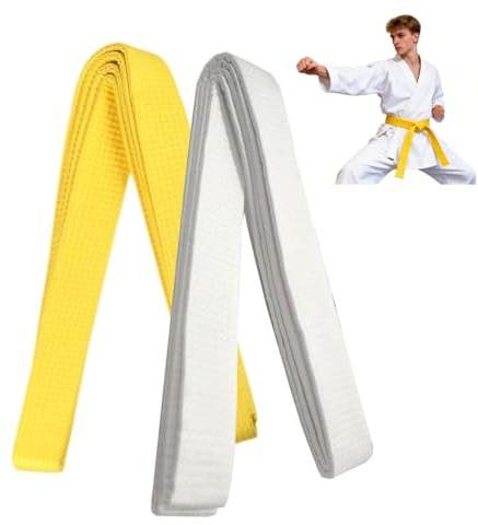 Cinturones de Judo y Karate para Niños y Adultos, Cinturón Profesional de Artes Marciales, Resistente y Cómodo para Taekwondo, Karate, Judo y BJJ (2 Piezas)