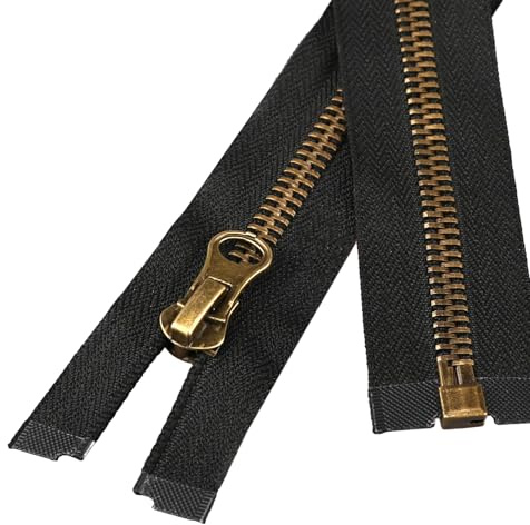 Fermeture Éclair, Fermeture Eclair au Metre 75cm | Tirette de Fermeture Éclair Vintage en Laiton | Fermeture Eclair Blouson pour Vestes Couture Manteaux