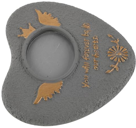 Kisangel Pierre Tombale Funéraire pour Animaux de Compagnie de Cœur, Pierre de Jardin Résistante aux Intempéries, Stèle Commémorative Grise Compacte pour Chien, Décoration Extérieure et