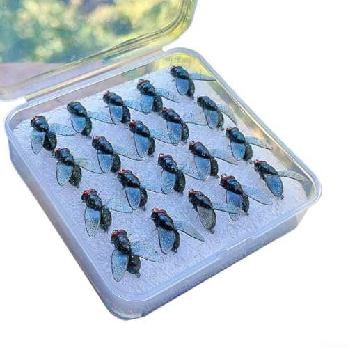 Besttoolifes Señuelos para moscas de trucha, kit de cebos de pesca con mosca para agua dulce y agua salada, señuelos de mosca de imitación realistas con ganchos de púas, construcción de metal para