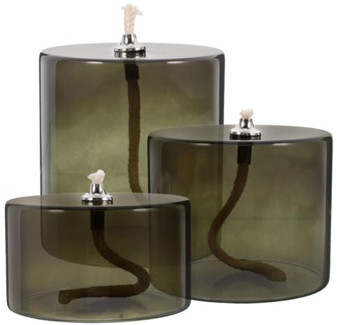 IMUSINICE 3 lampade decorative a olio in vetro vintage a petrolio con corda di cotone verde per soggiorno e decorazione da tavolo