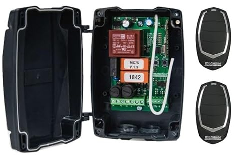 Kit profesional de central de maniobras para motores a 220v de puertas enrollables y persianas, con receptor de radio multimarca incorporado, con 2 mandos a distancia código evolutivo. Alta calidad.