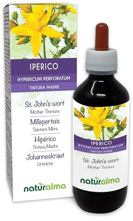 Johanneskraut (Hypericum perforatum) Kraut mit Blüten Alkoholfreier Urtinktur Naturalma - Flüssig-Extrakt Tropfen 200 ml - Nahrungsergänzungsmittel - Veganer