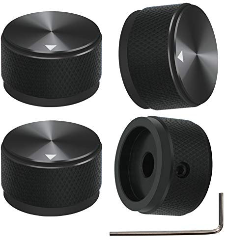 mxuteuk 4Stück Gitarre Knobs schwarz Gitarre Knöpfe Potiknöpfe Audio Lautstärkeregler Aluminium Rotary Potentiometer Drehknoepfe für E-Gitarren Bass Ersatzteil Typ 25x15,5mm (d * h) KNOB-03-25BK