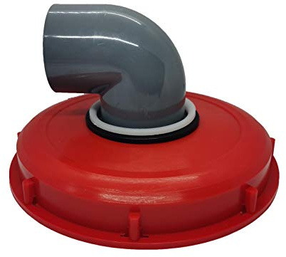 IBC Tapa agua lluvia 1000 litros IBC barril, accesorio para barril plástico con orificio ventilación (rojo / 245 mm / 90°)