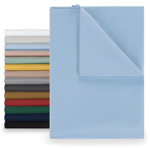 Blumtal® Basic Betttuch 180x275 cm für Matratzen 120x200 cm - Bettlaken ohne Gummi - Oeko-TEX zertifiziertes Betttuch ohne Gummi - Leintuch aus gebürstetem Microfaser- Leintuch 120 x 200 cm in Blau