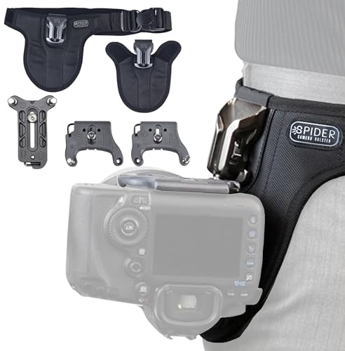 SPIDER HOLSTER – SpiderPro DSLR Dual Camera System v2 for Carrying TWO Professional Cameras and Heavy Gear Featuring Belt with Dual Self-Locking Camera Holsters for Secure Quick-Draw Camera Access