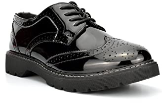 Generic Women's Black Brogues, Size 4 UK, Ladies & Girls School/Work Shoes, Lace Up, Low Platform Heel