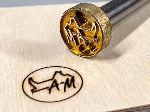 Dein Brandstempel extern beheizter Initialen im Motiv Hobel für Holz, Leder, Pappe - personalisiertes Brandeisen, individueller Brennstempel in ø 40 mm