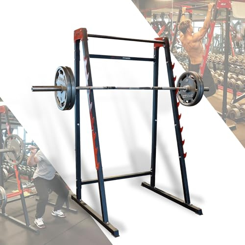 ZERRO Rack Musculation,Multifonction Cages de Squat Rack Squat pour Haltères avec 8 Niveaux Crochet Tige Max 160 kg Cage Musculation