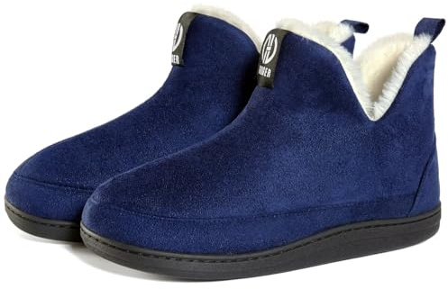 GURGER Pantofole Uomo Donna Invernali Chiuse Calde Stivaletto Collo Alte Ciabatte Peluche da Casa Inverno Pelliccia Stivaletti Blu Taglie 42 43