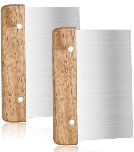 bssmmai 2 tagliapasta con manico in legno, in acciaio inox, per tagliare pasta, pizza, torrone – 15 cm, 2PCS-QIEDAO