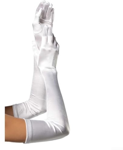 Glamouröse Satin-Abendhandschuhe für Tanzaufführungen und besondere Feiern, Komfort trifft Stil (weiß)