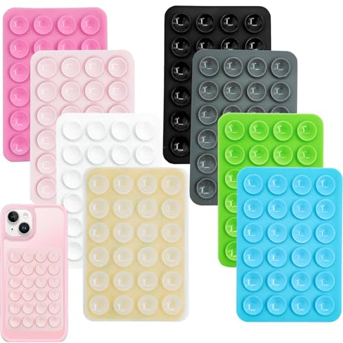 qingmeng 8 stycken sugkoppar mobiltelefon, knoppar mobiltelefonfodral med sugkoppar silikon mobiltelefonhållare mobiltelefon lim baksida sugpropp hållare klibbig telefon fodral för videor alla