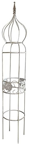 Treillis obélisque de jardin en métal pour plantes grimpantes, 180 cm de haut, blanc, support pour plantes d'extérieur, treillis en acier robuste