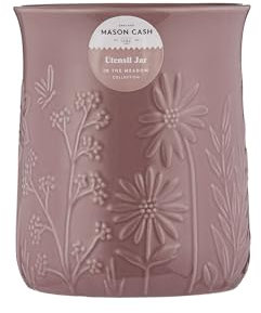 Mason Cash In the Meadow Pot à ustensiles 1,3 l Motif floral en relief en grès durable – Idéal pour ranger les ustensiles de cuisine et gadgets – Rangement de cuisine classique (H15 x Dia 12,5 cm)