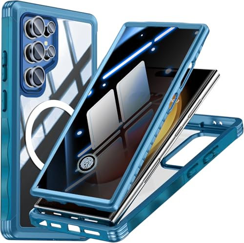 TOPF&B Magnetic Case for Samsung Galaxy S25,Privacy Cover[Compatible with MagSafe],built-in Tempered Glass and Camera Lens Protector,360 Degree Full Body Case for Samsung S25,Purple