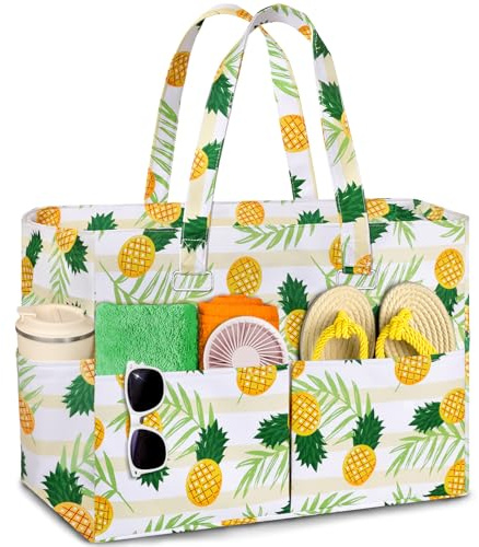 WUQNGI Bolsa Playa Mujer, Bolso Playa Grande xxl Familiar, Bolsa de Playa Impermeable con Cremallera, Plegable Beach Bag con Seco y Mojado compartimento para Playa, Viajes, Picnic, Vacaciones