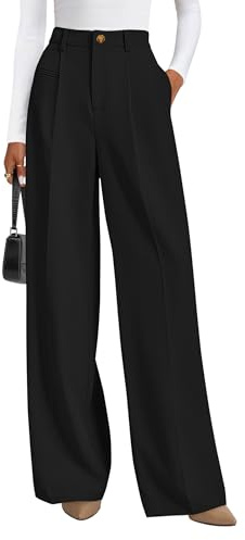 PRETTYGARDEN Womens Wide Leg Dress Pants 2026 Business Casual Flowy Work Palazzo Pants High Waisted Slacks Trousers (Black,Small)