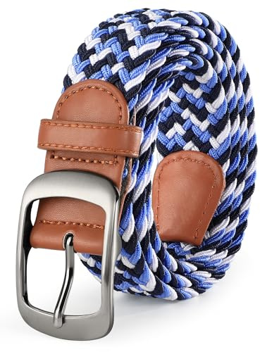 SUOSDEY Elastiska flätade bälten för män kvinnor golf stretch tygbälte vävda midjebälten för jeans shorts byxor 3,3 cm bredd, 02-stil, Fit Waist 29-32