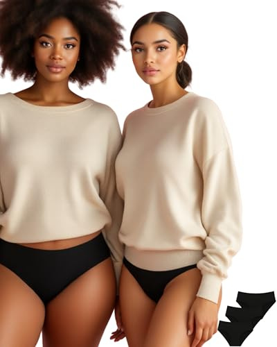 Mutande Mestruali Donna Senza Cuciture | Seamless Invisibili Effetto Seconda Pelle | 4 Strati Ultra Assorbenti & Bordi Rinforzati Anti-Perdite | Lavabili Riutilizzabili Ecologiche OEKO-TEX (Set da 3)