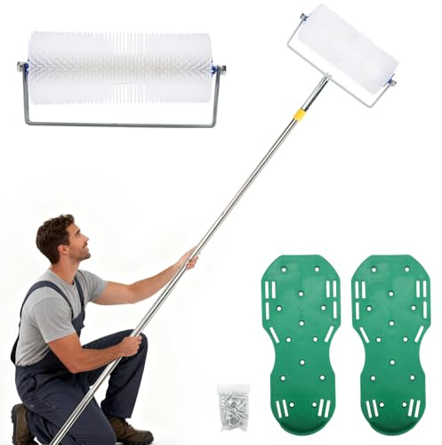 Self-Levelling Floor Tool Kit with Spiked Roller, Extension Poles & Spike Shoes for Epoxy Resin & Cement Screeding