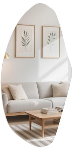 SEHAUSEU Espejo asimétrico Grande Espejo de Pared sin Marco Espejo de diseño 100 x 50 cm Espejo de baño Irregular Espejo de baño Espejo Decorativo para baño, Pasillo, Sala de Estar
