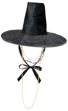 LOVIVER Chapeau coréen Traditionnel d'halloween orné de chaînes de Perles et de Rubans.