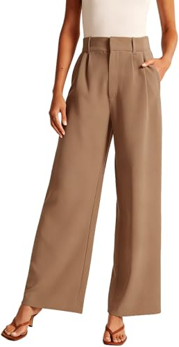 makabaky Pantalon Large Femme Taille Haute Poches Fluide Bureau Travail | Palazzo, Ceinture Élastique, Coupe Ample, Été, Quotidien, Loisirs