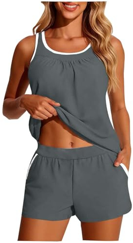 2-delat tankini-set för kvinnor, Storbritannien, atletisk baddräkt med sport-BH, magkontroll baddräkt med shorts, baddräkt