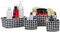 Relaxdays Aufbewahrungskorb 4er Set, Körbchen 3 Größen, geflochten, Korb Badezimmer, Dekokorb Kunststoff, weiß-schwarz, 22 x 22 x 10 cm