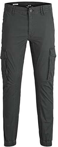 Jack and Jones Men Slim Stretch Cuffed Cargo Pants Asphalt 34W L