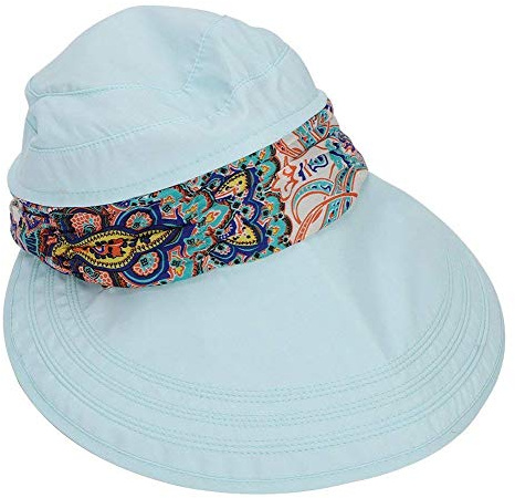 Femme Casquette Visière Large Bord Chapeau de Soleil Plage Voyage Eté Capeline de Camping Pêche Vélo Jardinage Pliable Protection Solaire Complète avec Foulard Protège-nuque Détachable UPF 50+ Anti-UV