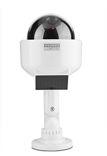 Solar Powered Dummy Camera, Dome Shape Security Fake Camera with Flashing LED for Home/Warehouse