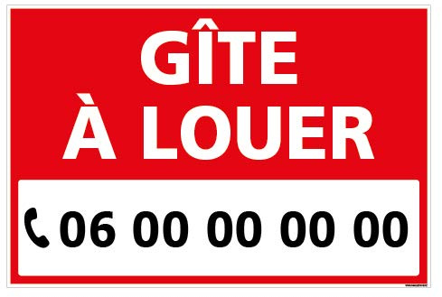 Signalétique.biz France - Panneau Immobilier Personnalisable Gîte à Louer avec Oeillets aux 4 Coins - Rouge - Plastique Rigide AKILUX 3,5mm - Dimensions 600x400 mm - Protection Anti-UV