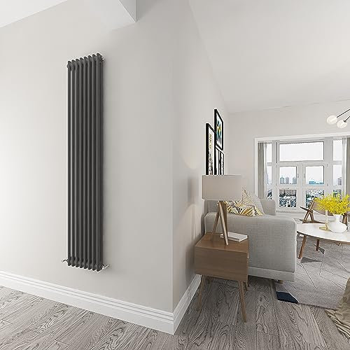 Acezanble∣Traditional 2 Column Radiator Vertical Tall Rads Cast Iron Style anthracite-1800x380mm Centre Heating