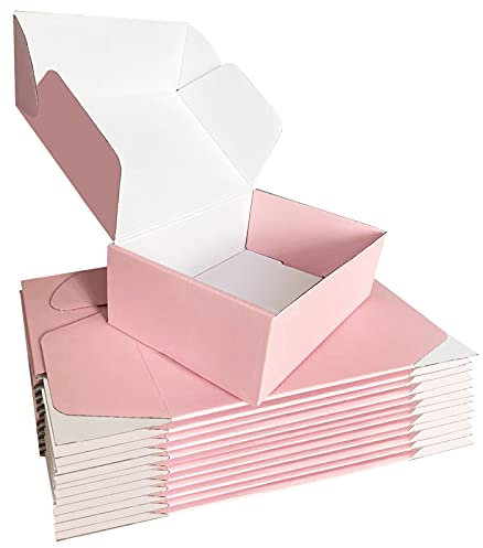 SNOGSWOG Lot de 28 boîtes d'expédition en carton ondulé rose 22,9 x 15,2 x 7,6 cm
