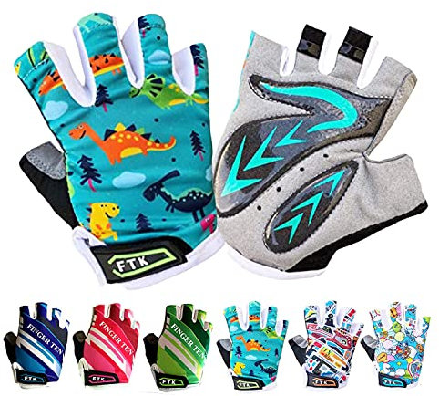LOVMEAD Fahrradhandschuhe Kinder Fingerlos für Jungen Mädchen Alter 4-12, MTB Handschuhe Paar Mädchen Jungen Outdoor Sport Rennrad Fahrrad Bike Halbfinger Handschuhe Frühling Sommer (Cyan, S)
