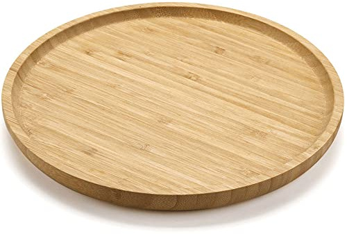 Vassoio Rotondo in Bambù, Vassoio per Servire in Legno, Vassoio Decorativo per Tavolino da Caffè, Cocina (35 x 35 x 2 cm)