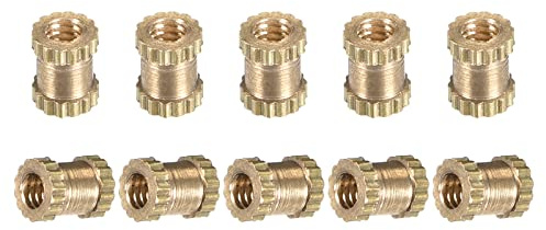 DTGN M2x4x3,5 mm (IDxLxOD) Räfflad mutterinsats - 20 st - för Plastfodral - Mässing Hona Gängor Värme Set Insatser Mutter Infoga Infoga Infoga