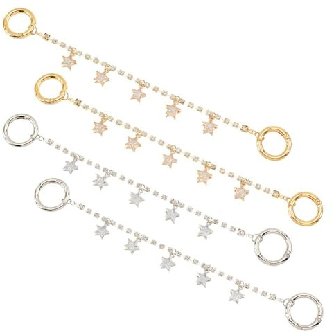 PH PandaHall 4pz Catene Decorative per Scarpe con Ciondoli Stella 22.2cm Catene di Strass per Scarpe Oro Argento Catena in Lega Decorative Accessori per Stivali Borse Fai Da Te