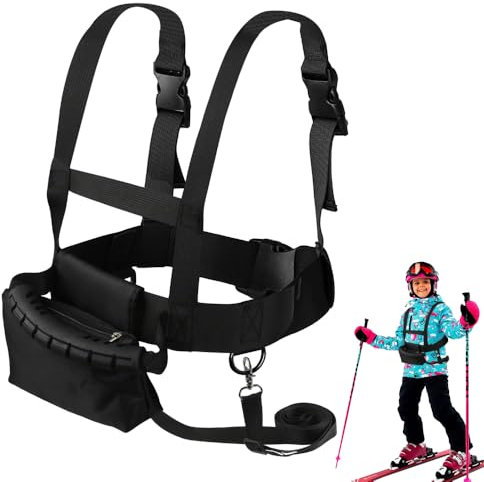 Casenly Ski- Und Snowboardgurt Für Kinder, Skating Trainingsgürtel Kinder Skischultergurt Ski Gurt mit Abnehmbarer Leine und Tasche Ski Zubehör für Kinder Jungen Mädchen Anfänger