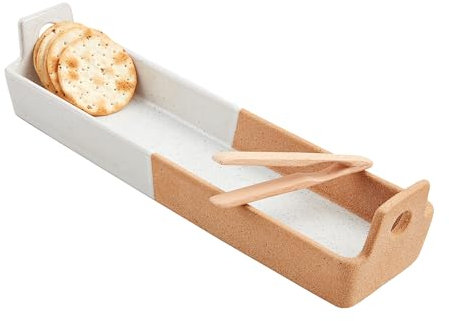 Mud Pie Juego de Platos para Galletas de Terracota; Plato de 3 1/2 x 13 Pulgadas | Pinzas de 6 1/2 Pulgadas