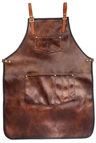 Lederschürzen, Arbeitschürze mit zwei Taschen, Ledergrill Arbeit Schürze, wasserdichte Werkzeuge Schürze für Garten, Kochschürze für Männer Frauen, Küchenschürze zum Kochen von Friseur, verstellbarer