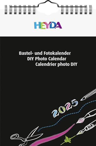 Heyda Hantverk och fotokalender årsbunden (2025), 1 ark = 1 månad, A5, svart