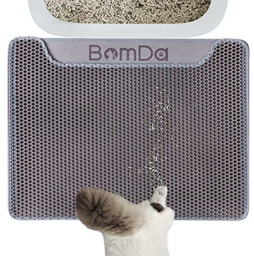 BomDa Katzenklo Matte, 58x43cm Katzenstreu Unterleger Waben Design Katzenklo Vorleger wasserdichte Doppelte Schichte Entwurf Bienenwabe Matte (58x43cm)