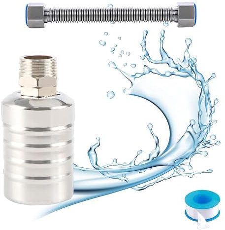 1/2 Vanne à Flotteur Entièrement Automatique, Robinet de Régulation du Niveau G'eau Niveau Automatique Piscine Mini Vanne à Bille Flottante en Acier Inoxydable 304 (Entrée D'eau Supérieure 3/4'')