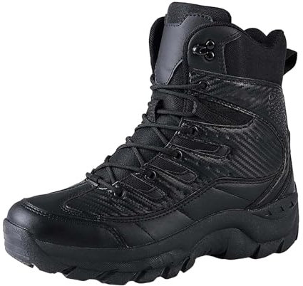 Botas de combate militar para hombre y mujer, con cremallera, resistentes al desgaste, antideslizantes, para exteriores, trekking, botas de caza, tácticas, militares, para todos los terrenos para