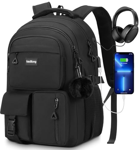 kadilong Schultasche Frauen Schulranzen Schulrucksack Mädchen Teenager Rucksack Laptop Damen Lehrertasche mit USB Ladeanschluss und Laptopfach für Uni Arbeit Business Reisen Studenten